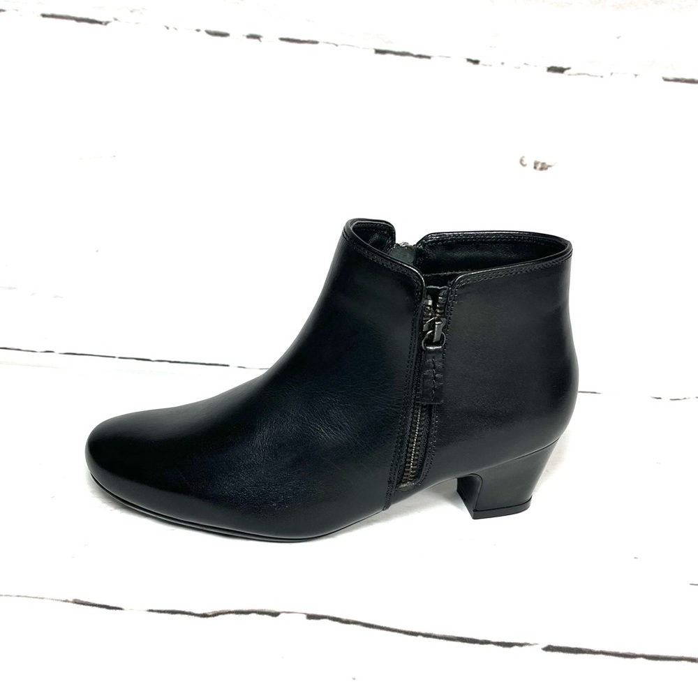 Hotter Women's Ankle Boots Size 7 Delight II‎ Black Leather Block Heel